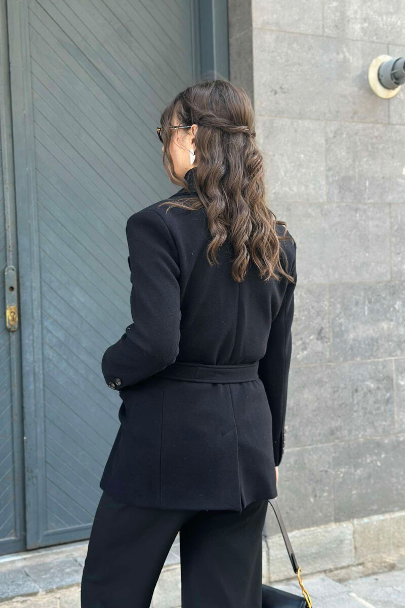 ONE COLOR SIMPLE WOMEN COAT BLACK/ E ZEZE - 4