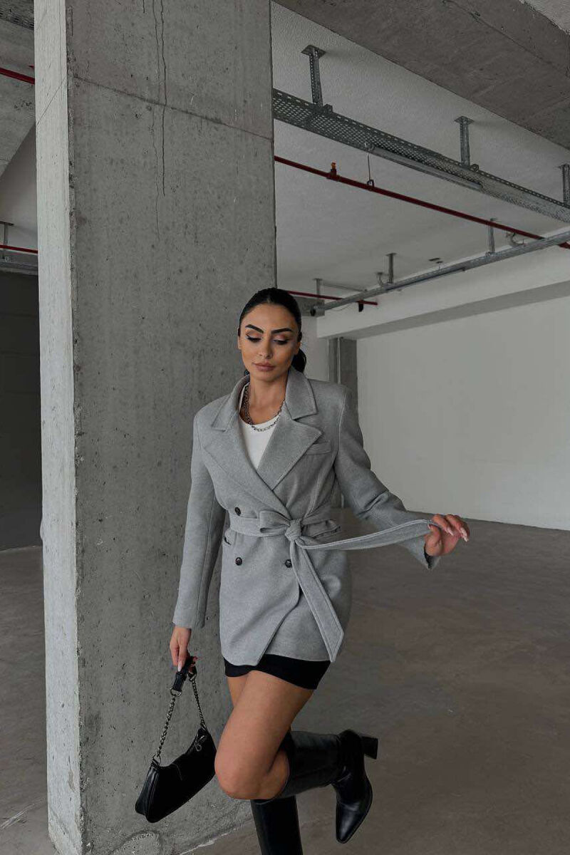 ONE COLOR SIMPLE WOMEN COAT GREY/GRI - 1