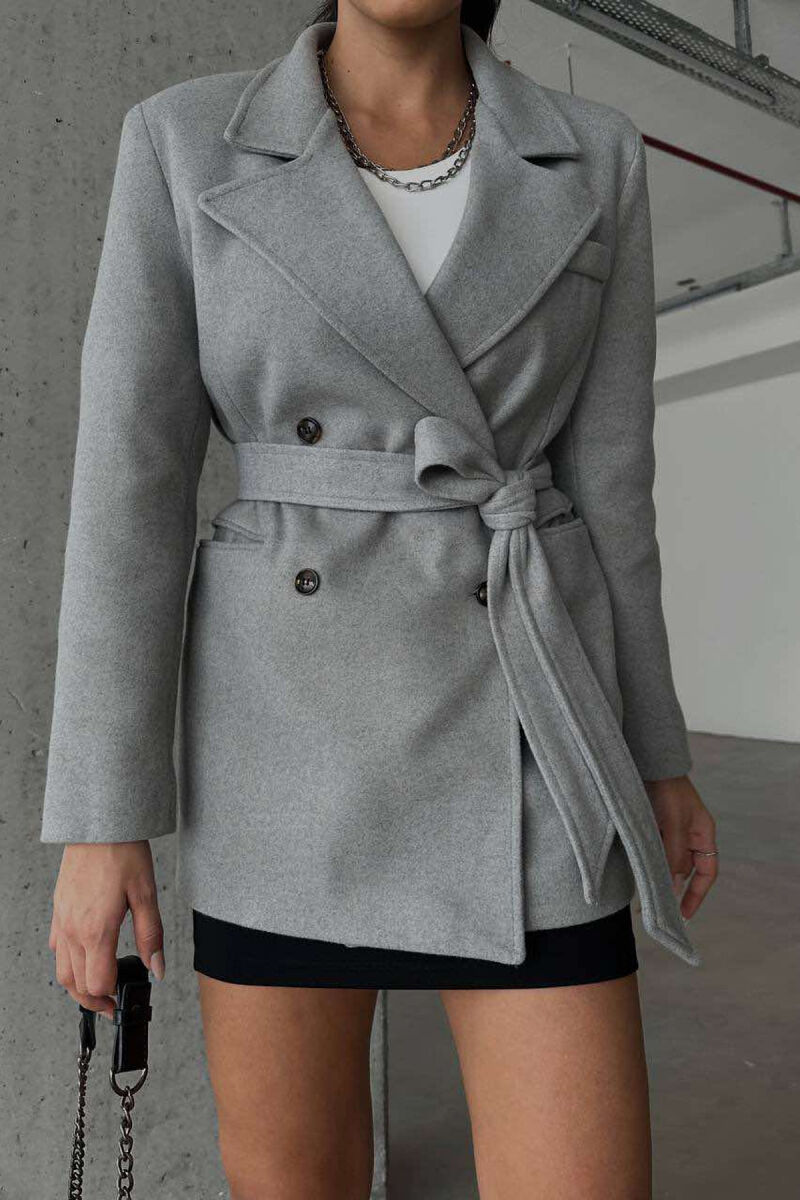 ONE COLOR SIMPLE WOMEN COAT GREY/GRI - 3