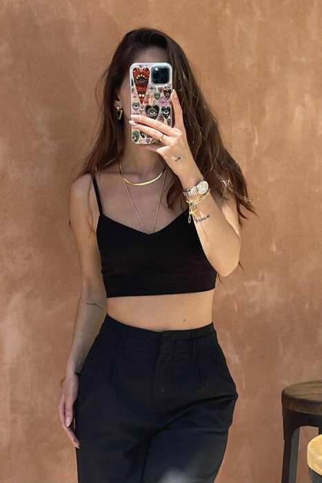 ONE COLOR SIMPLE WOMEN CROP TOP BLACK/ E ZEZE - 3