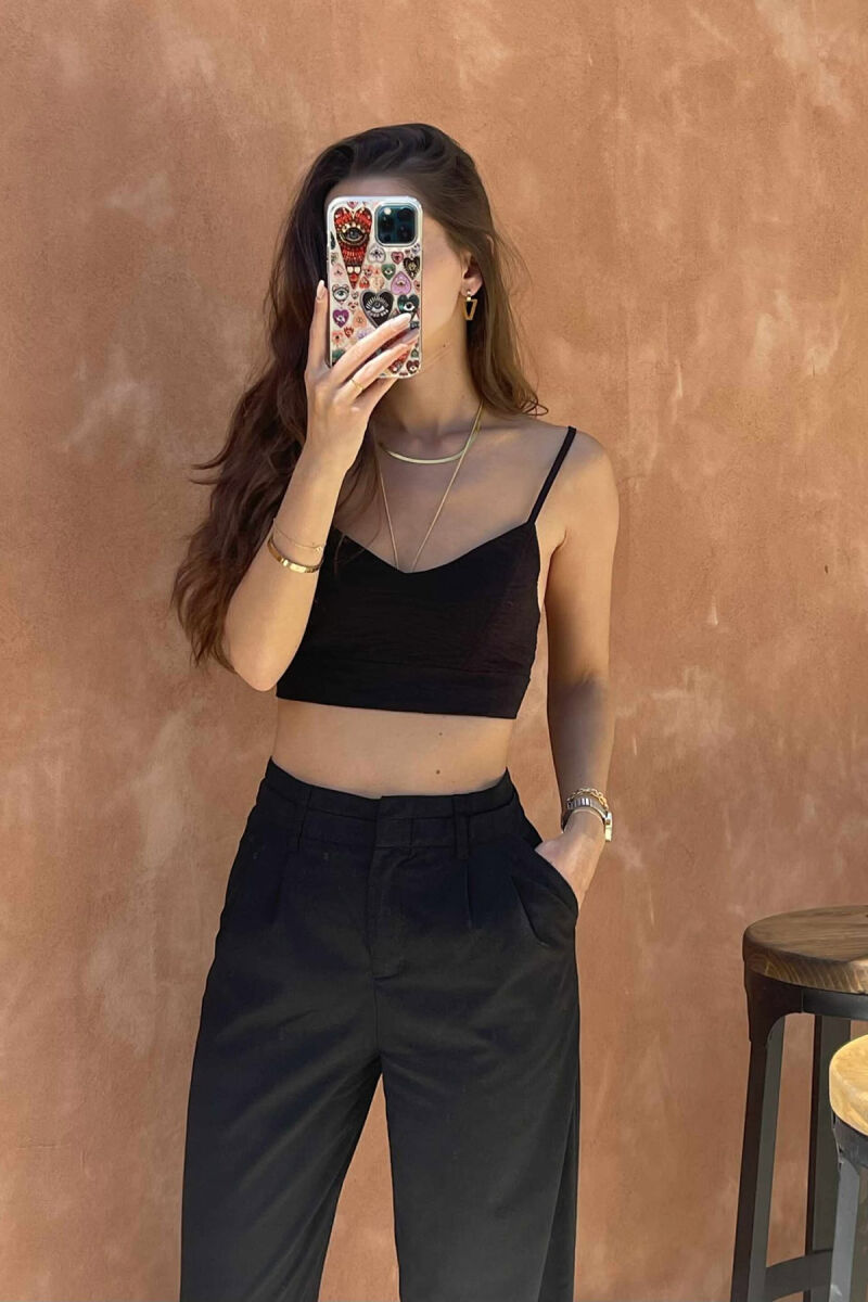 ONE COLOR SIMPLE WOMEN CROP TOP BLACK/ E ZEZE - 4