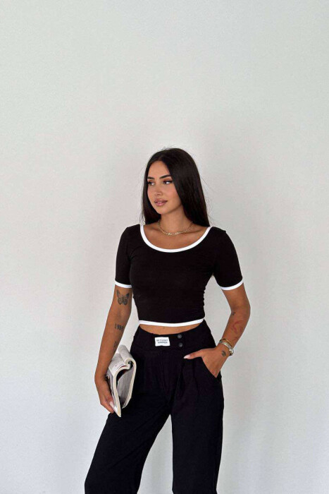 ONE COLOR SIMPLE WOMEN CROP TOP BLACK/ E ZEZE - 2