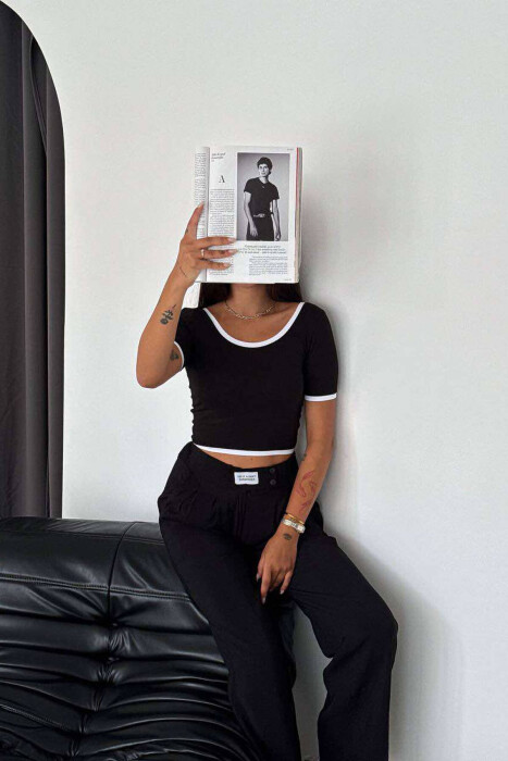 ONE COLOR SIMPLE WOMEN CROP TOP BLACK/ E ZEZE - 3