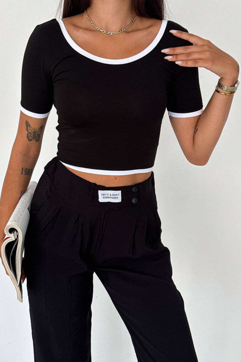 ONE COLOR SIMPLE WOMEN CROP TOP BLACK/ E ZEZE - 5