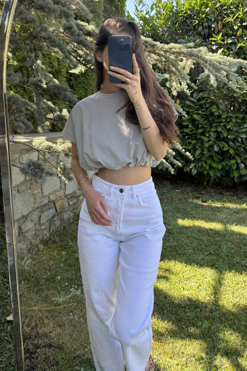 ONE COLOR SIMPLE WOMEN CROP TOP GREY/GRI - 2