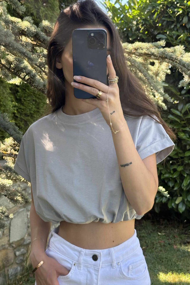 ONE COLOR SIMPLE WOMEN CROP TOP GREY/GRI - 3