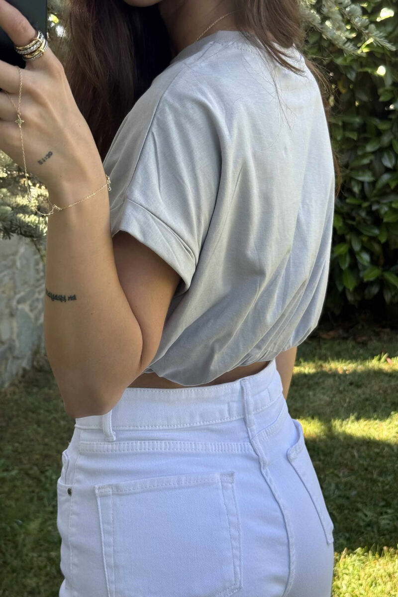 ONE COLOR SIMPLE WOMEN CROP TOP GREY/GRI - 4