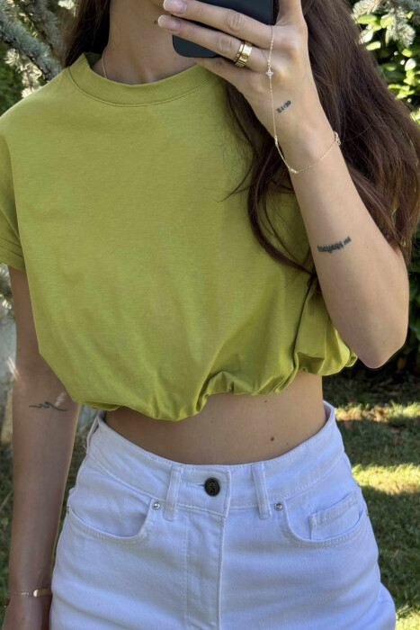 ONE COLOR SIMPLE WOMEN CROP TOP OLIVE/ULLI - 2