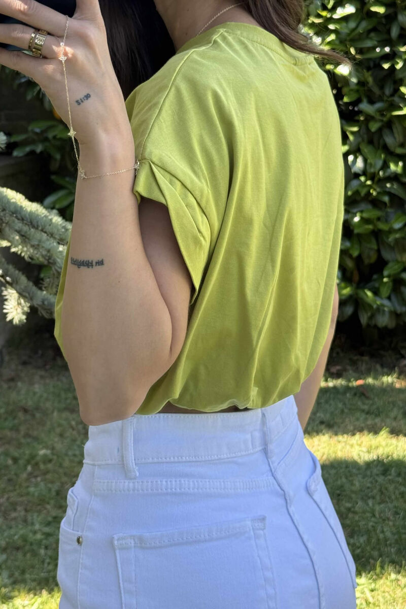 ONE COLOR SIMPLE WOMEN CROP TOP OLIVE/ULLI - 3
