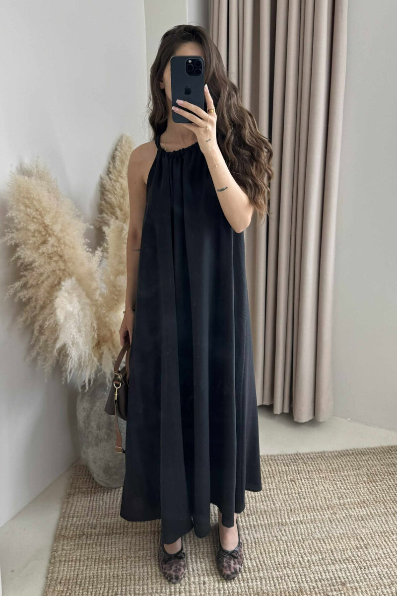 ONE COLOR SIMPLE WOMEN DRESS BLACK/ E ZEZE - 2