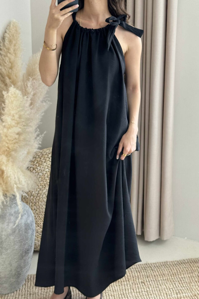 ONE COLOR SIMPLE WOMEN DRESS BLACK/ E ZEZE - 3