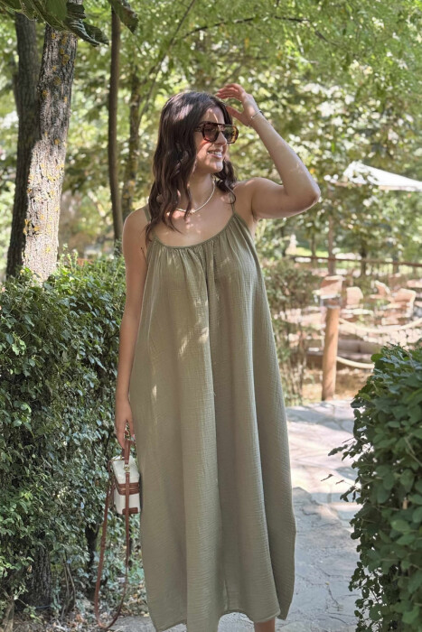 ONE COLOR SIMPLE WOMEN DRESS OLIVE/ULLI 