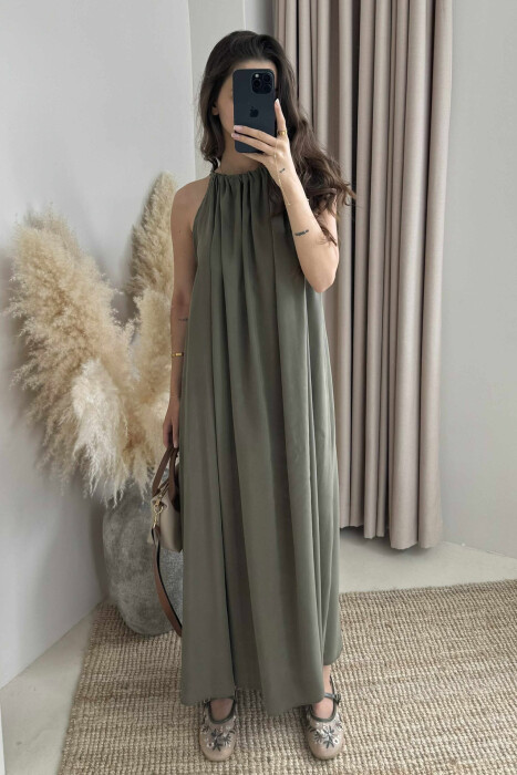ONE COLOR SIMPLE WOMEN DRESS OLIVE/ULLI 