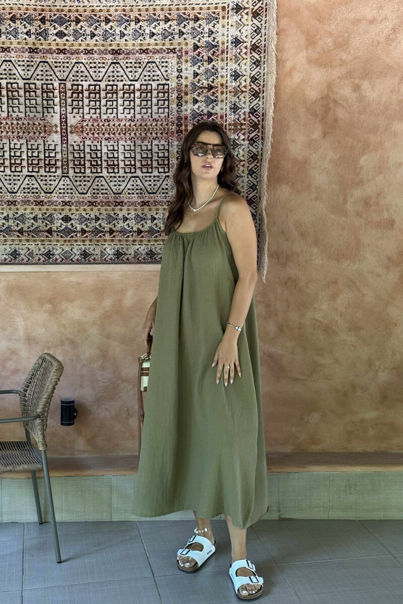 ONE COLOR SIMPLE WOMEN DRESS OLIVE/ULLI - 2