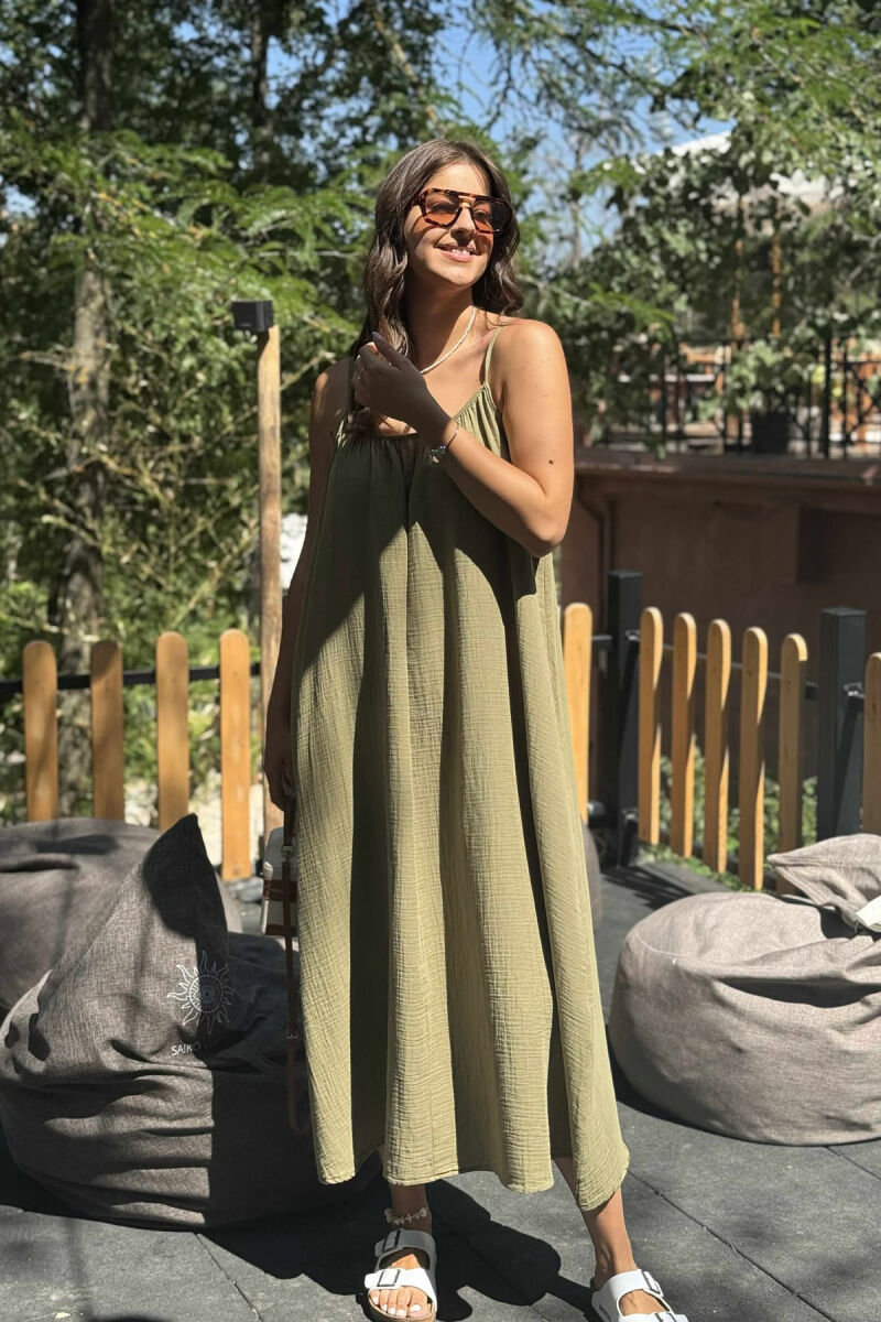 ONE COLOR SIMPLE WOMEN DRESS OLIVE/ULLI - 4