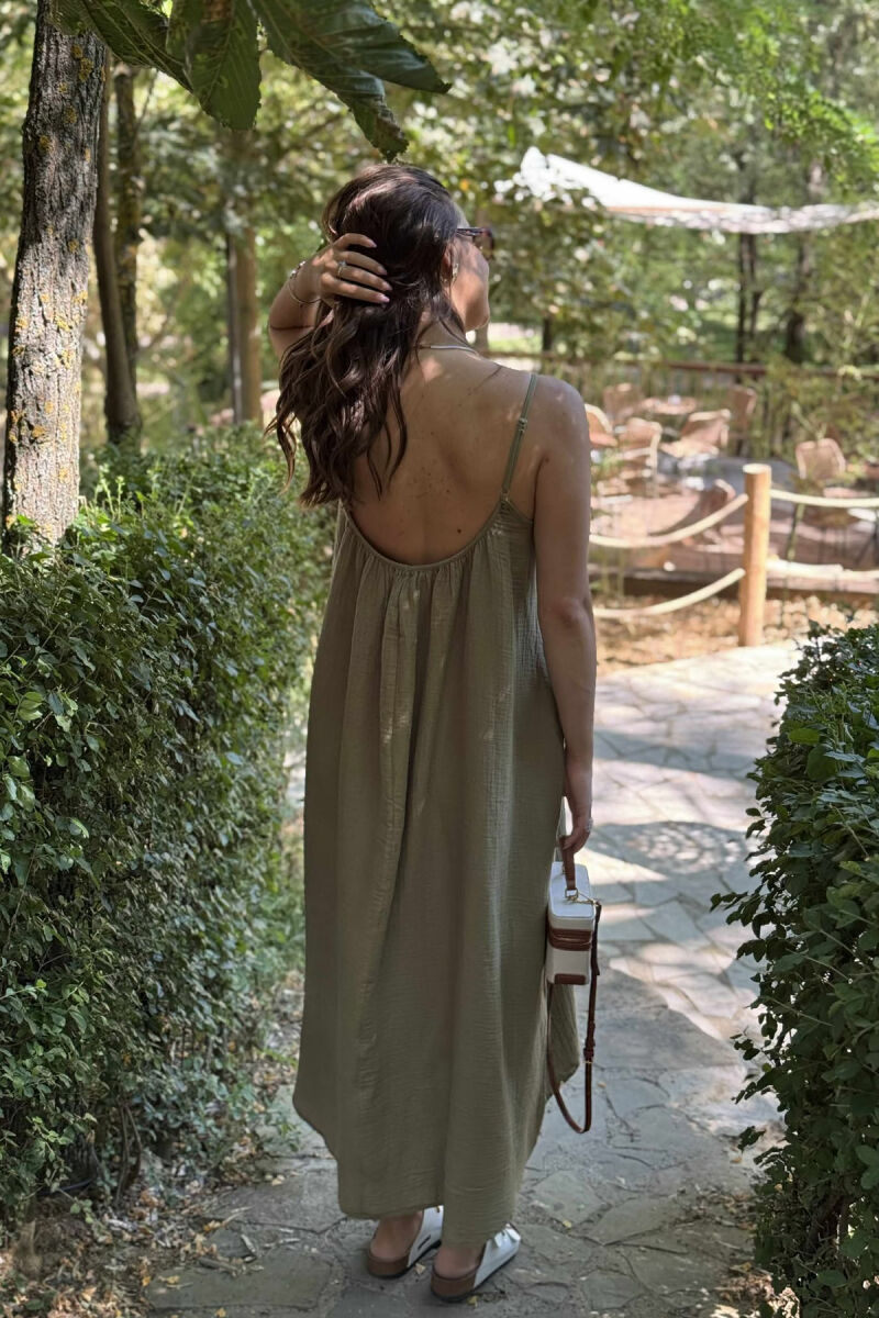 ONE COLOR SIMPLE WOMEN DRESS OLIVE/ULLI - 5