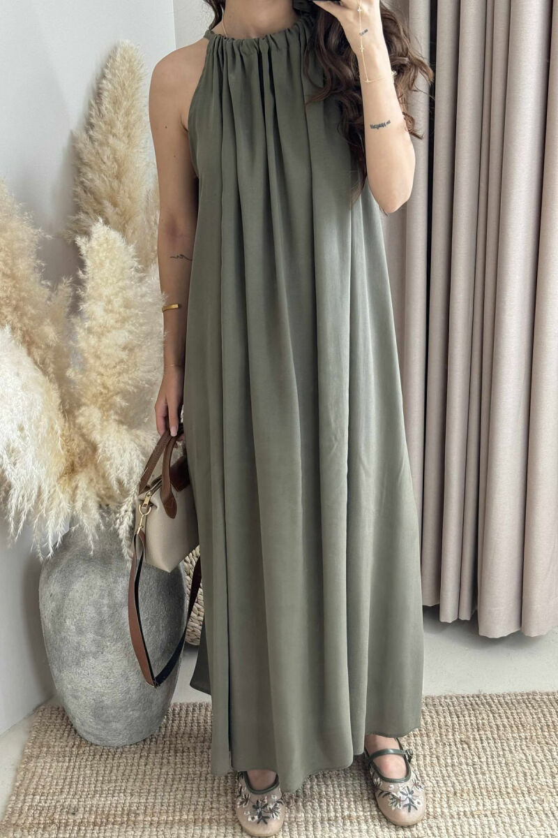 ONE COLOR SIMPLE WOMEN DRESS OLIVE/ULLI - 2