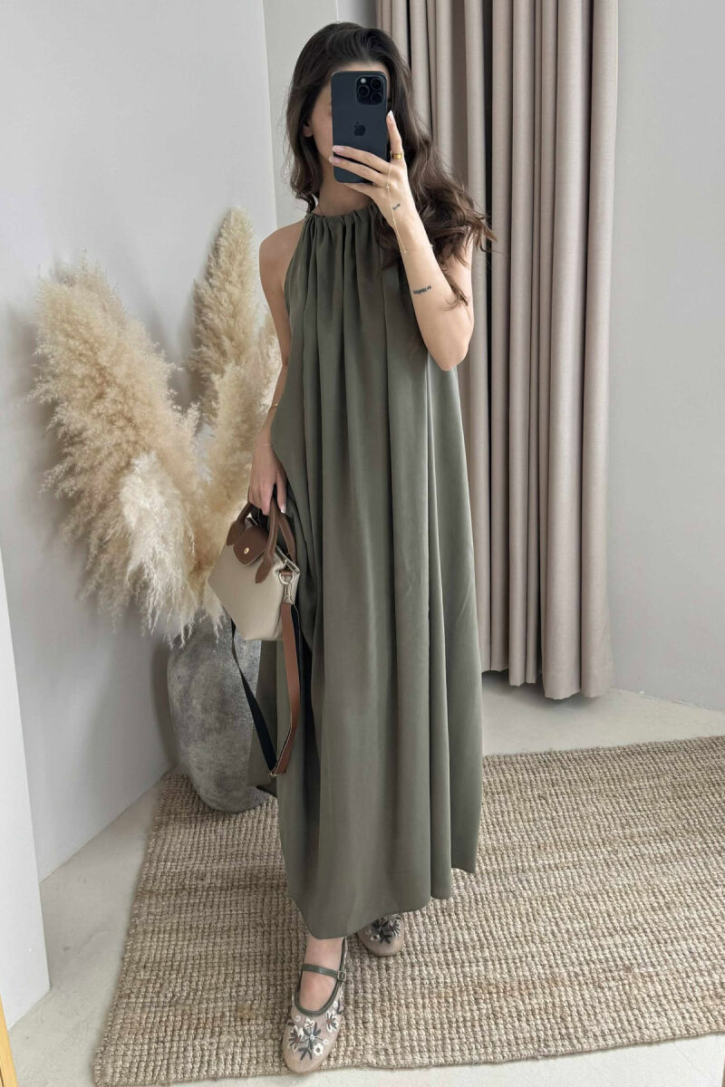 ONE COLOR SIMPLE WOMEN DRESS OLIVE/ULLI - 4
