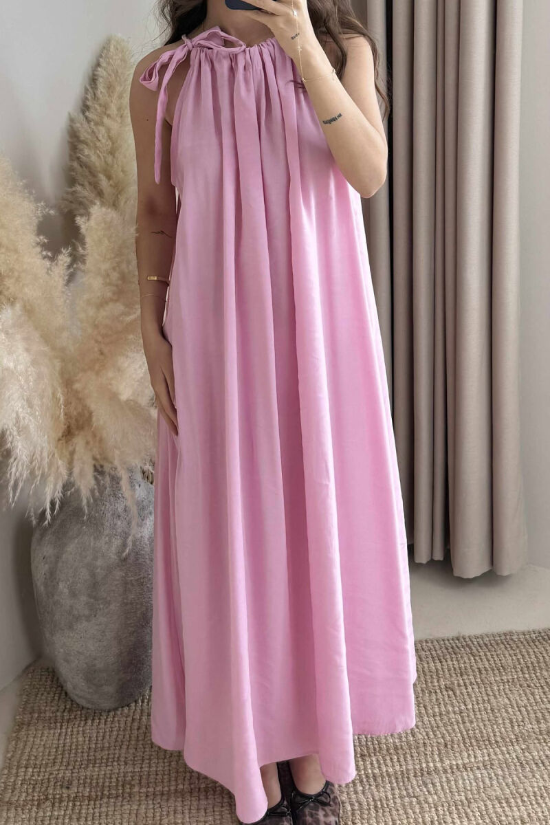 ONE COLOR SIMPLE WOMEN DRESS PINK/ROZE - 3