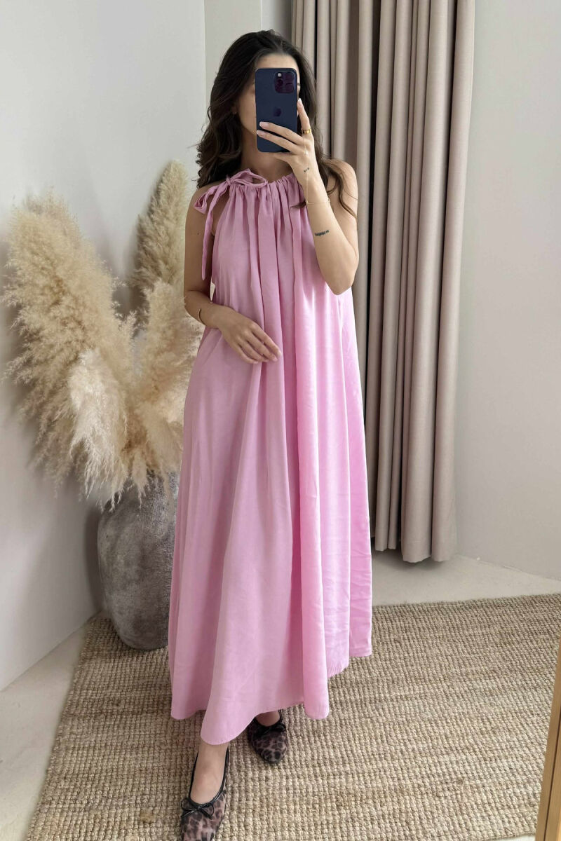 ONE COLOR SIMPLE WOMEN DRESS PINK/ROZE - 4