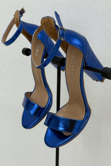 ONE COLOR SIMPLE WOMEN HEELED SANDALS BLUE/BLU - 3