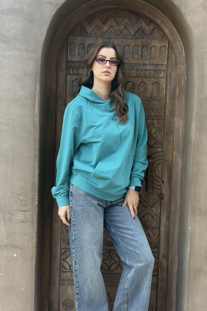 ONE COLOR SIMPLE WOMEN HOODIE BLUE STONE/GK - 2