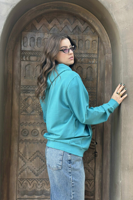 ONE COLOR SIMPLE WOMEN HOODIE BLUE STONE/GK - 4