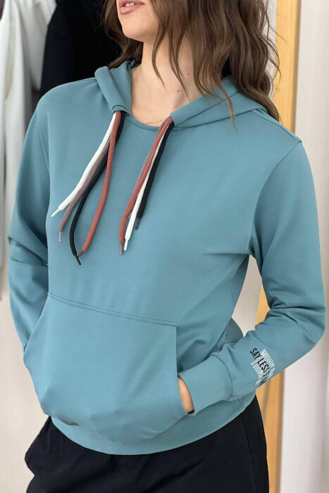 ONE COLOR SIMPLE WOMEN HOODIE BLUE STONE/GK - 2