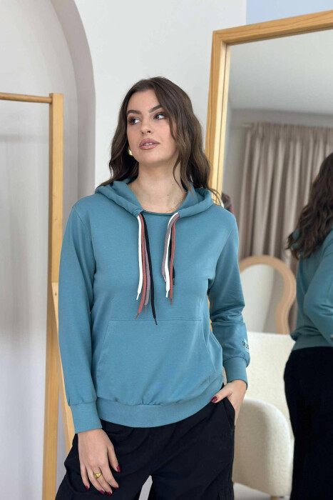 ONE COLOR SIMPLE WOMEN HOODIE BLUE STONE/GK - 4