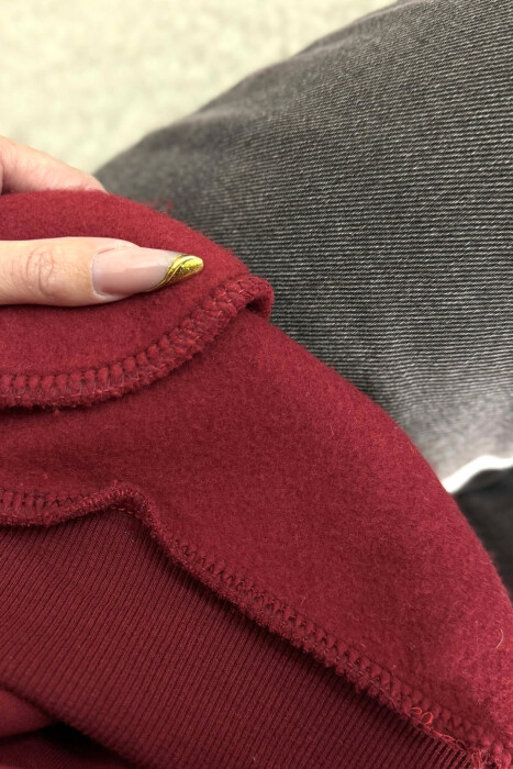 ONE COLOR SIMPLE WOMEN HOODIE DARK BURGUNDY/VISHNJE E ERRET - 4