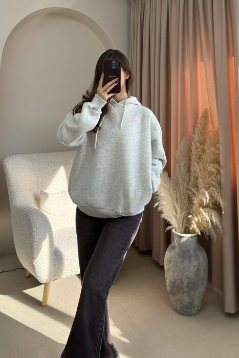 ONE COLOR SIMPLE WOMEN HOODIE GREY-GREY/GG - 2