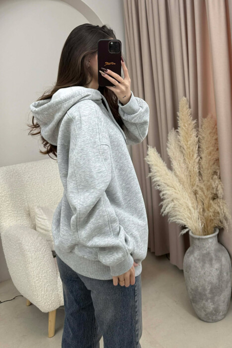 ONE COLOR SIMPLE WOMEN HOODIE LIGHT GREY/GZ - 4