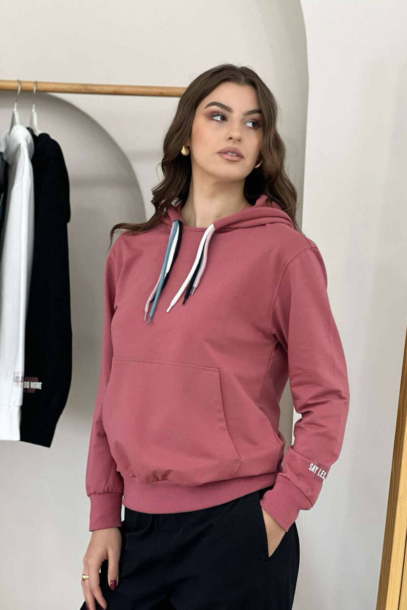 ONE COLOR SIMPLE WOMEN HOODIE POWDER/PUDER - 1