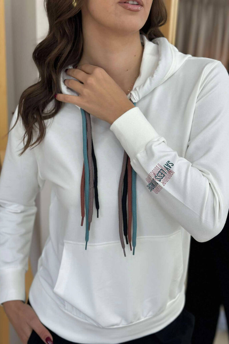 ONE COLOR SIMPLE WOMEN HOODIE WHITE-E BARDHE - 2