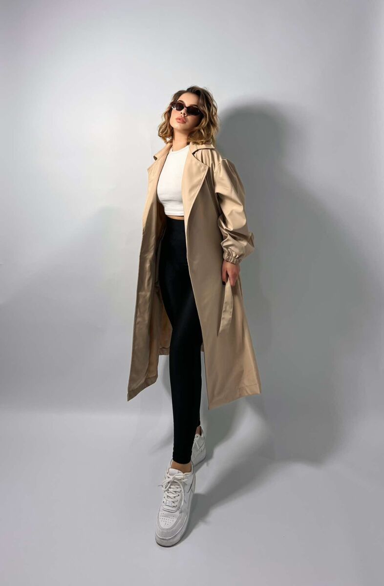 ONE COLOR SIMPLE WOMEN JACKET BEIGE/BEZHE - 2