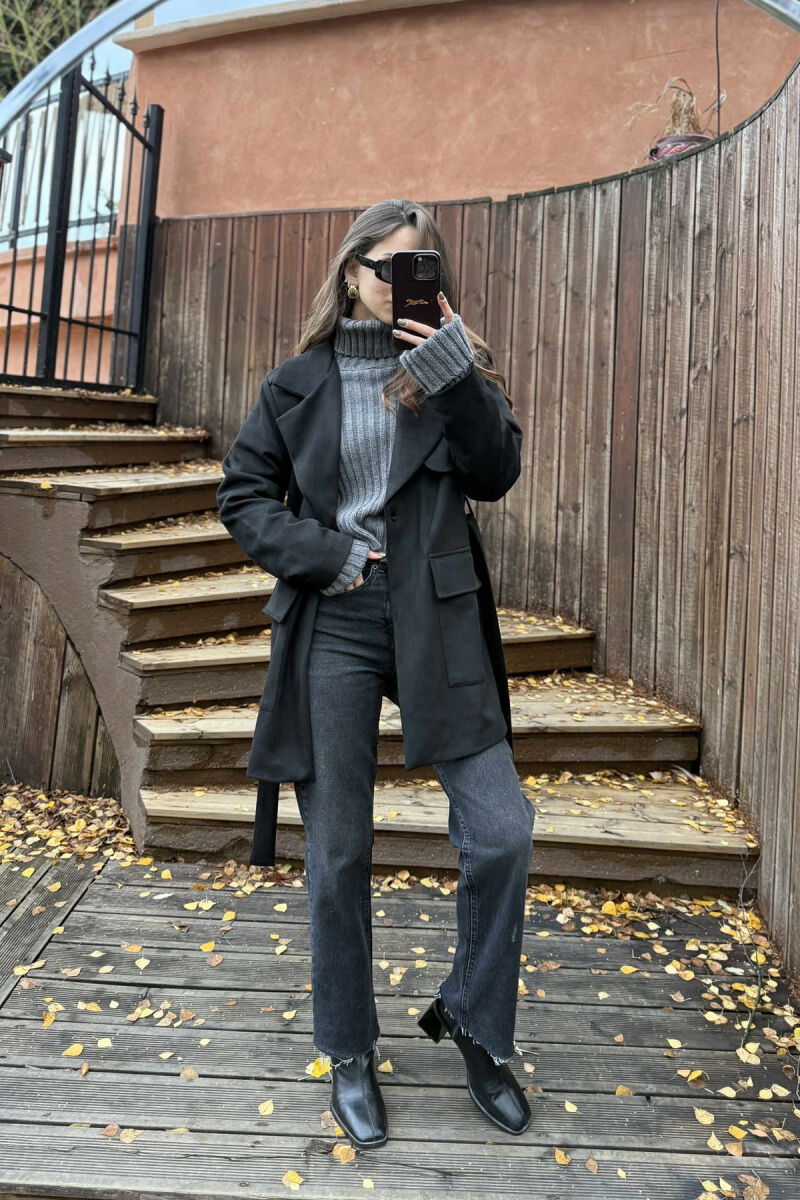 ONE COLOR SIMPLE WOMEN JACKET BLACK/ E ZEZE - 1