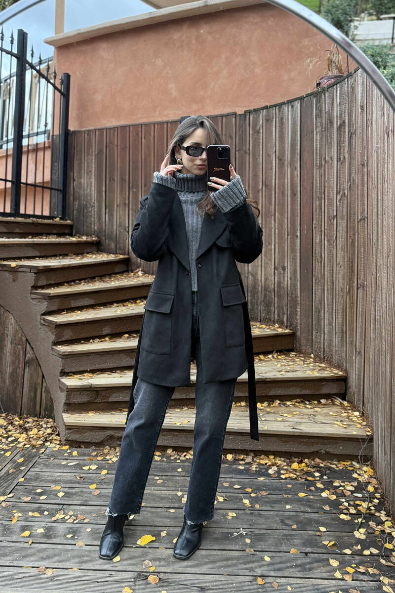 ONE COLOR SIMPLE WOMEN JACKET BLACK/ E ZEZE - 2