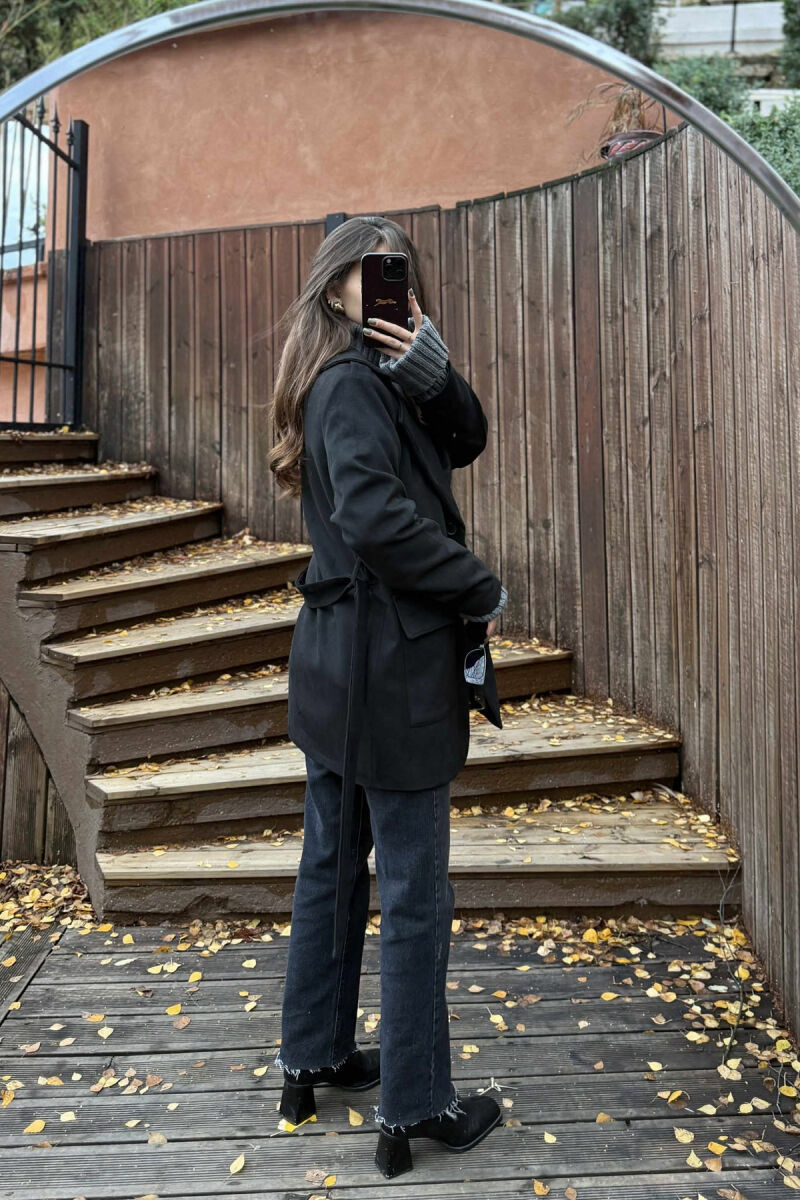 ONE COLOR SIMPLE WOMEN JACKET BLACK/ E ZEZE - 3