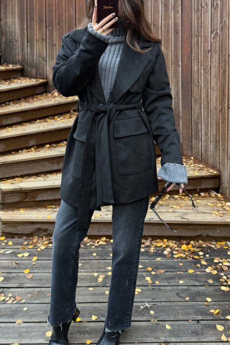 ONE COLOR SIMPLE WOMEN JACKET BLACK/ E ZEZE - 4