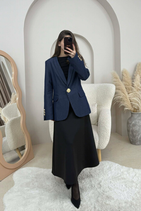 ONE COLOR SIMPLE WOMEN JACKET BLUE/BLU - 