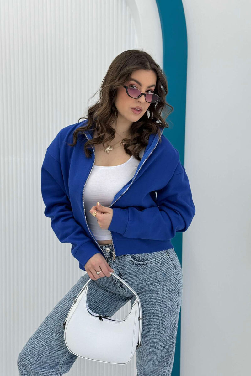 ONE COLOR SIMPLE WOMEN JACKET BLUE/BLU - 1
