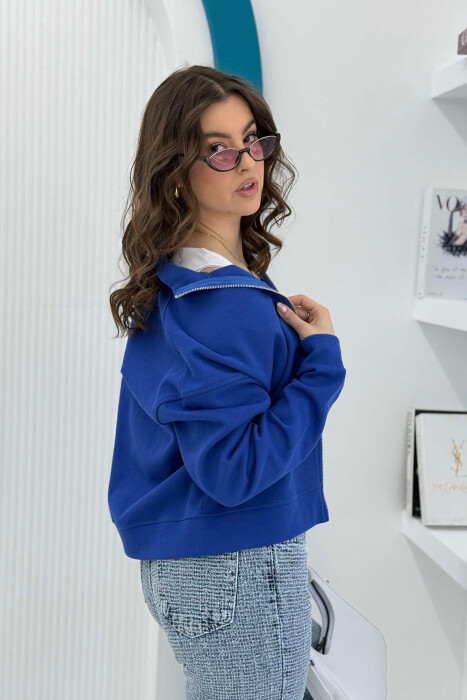 ONE COLOR SIMPLE WOMEN JACKET BLUE/BLU - 2