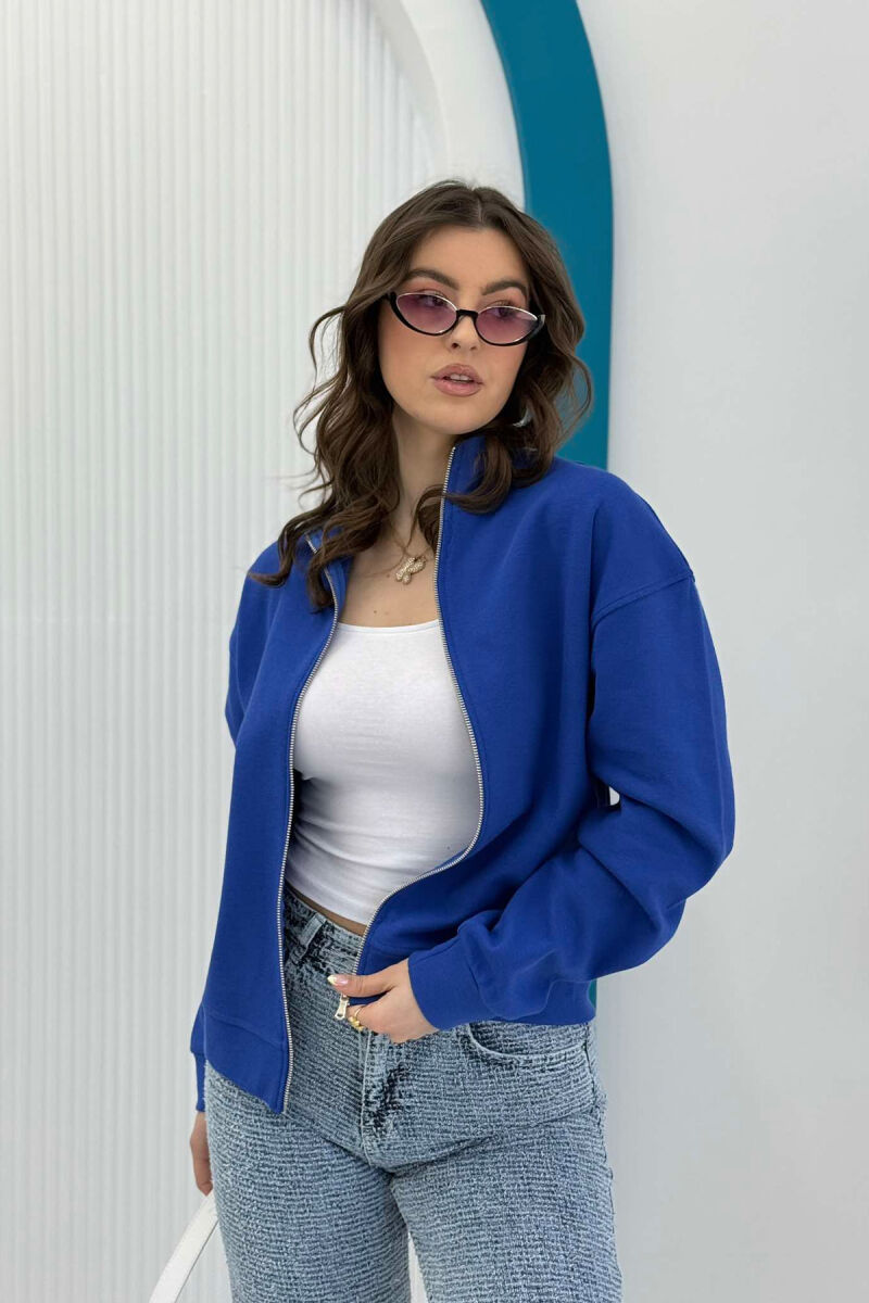 ONE COLOR SIMPLE WOMEN JACKET BLUE/BLU - 3
