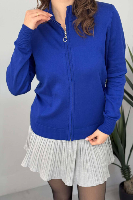 ONE COLOR SIMPLE WOMEN JACKET BLUE/BLU - 5