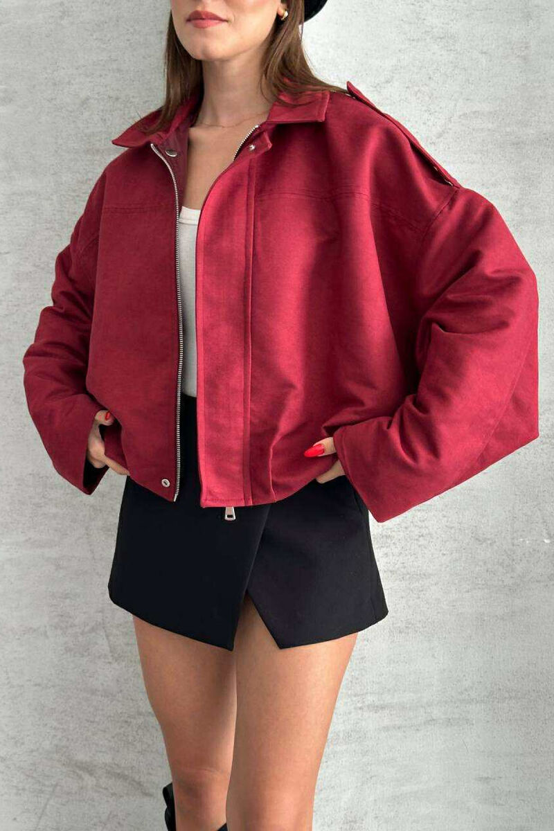 ONE COLOR SIMPLE WOMEN JACKET BURGUNDY/VISHNJE - 4
