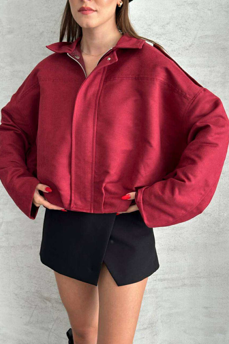 ONE COLOR SIMPLE WOMEN JACKET BURGUNDY/VISHNJE - 6