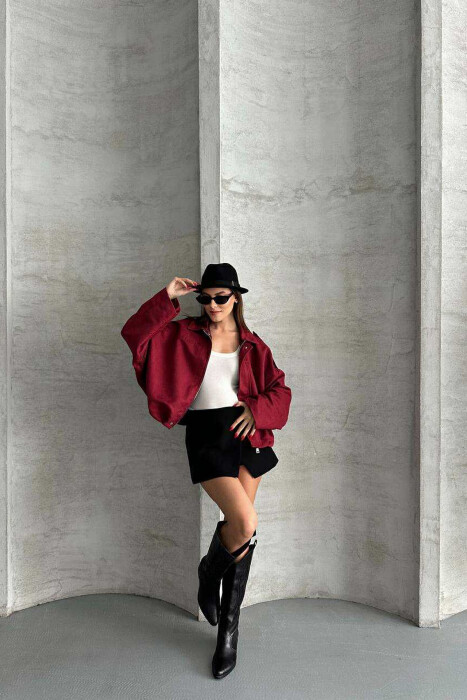 ONE COLOR SIMPLE WOMEN JACKET BURGUNDY/VISHNJE - 8