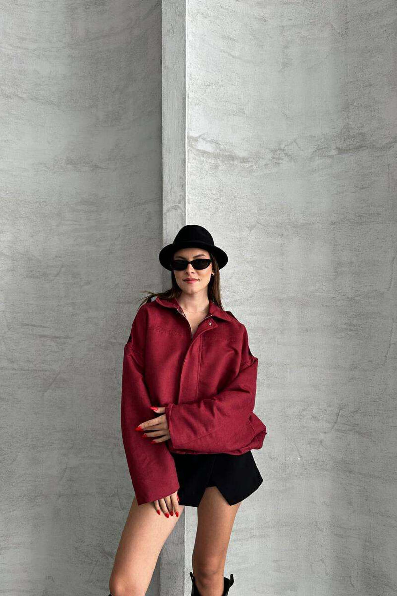 ONE COLOR SIMPLE WOMEN JACKET BURGUNDY/VISHNJE - 9