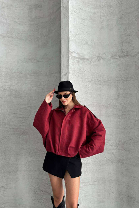 ONE COLOR SIMPLE WOMEN JACKET BURGUNDY/VISHNJE - 10