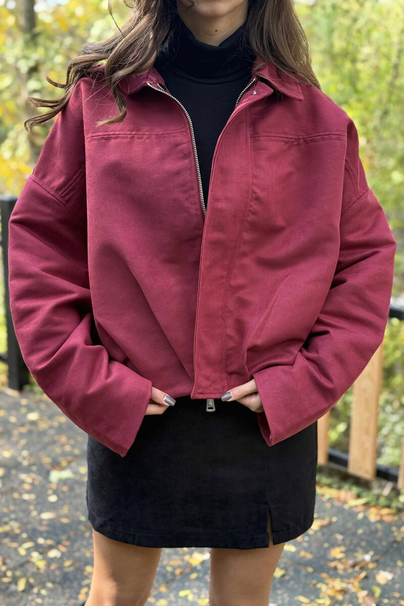 ONE COLOR SIMPLE WOMEN JACKET BURGUNDY/VISHNJE - 5